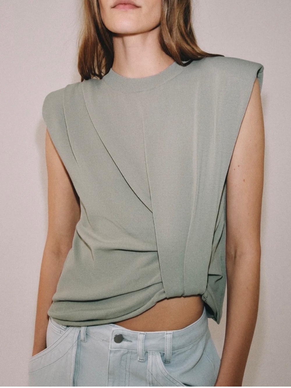 Zara Knit Shoulder Pads Top